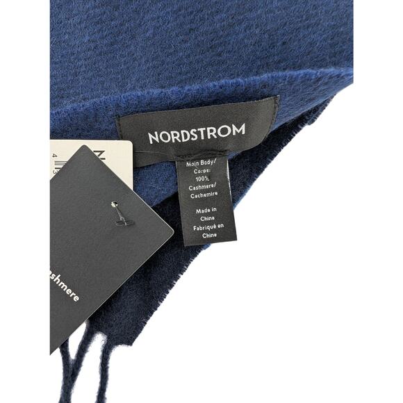 Nordstrom Navy Blue Cashmere Fringe Scarf - Picture 6 of 12